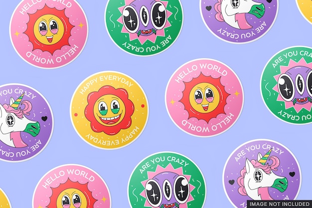 PSD laid out circle sticker mockups