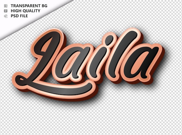 Laila typography text bronze black psd transparent