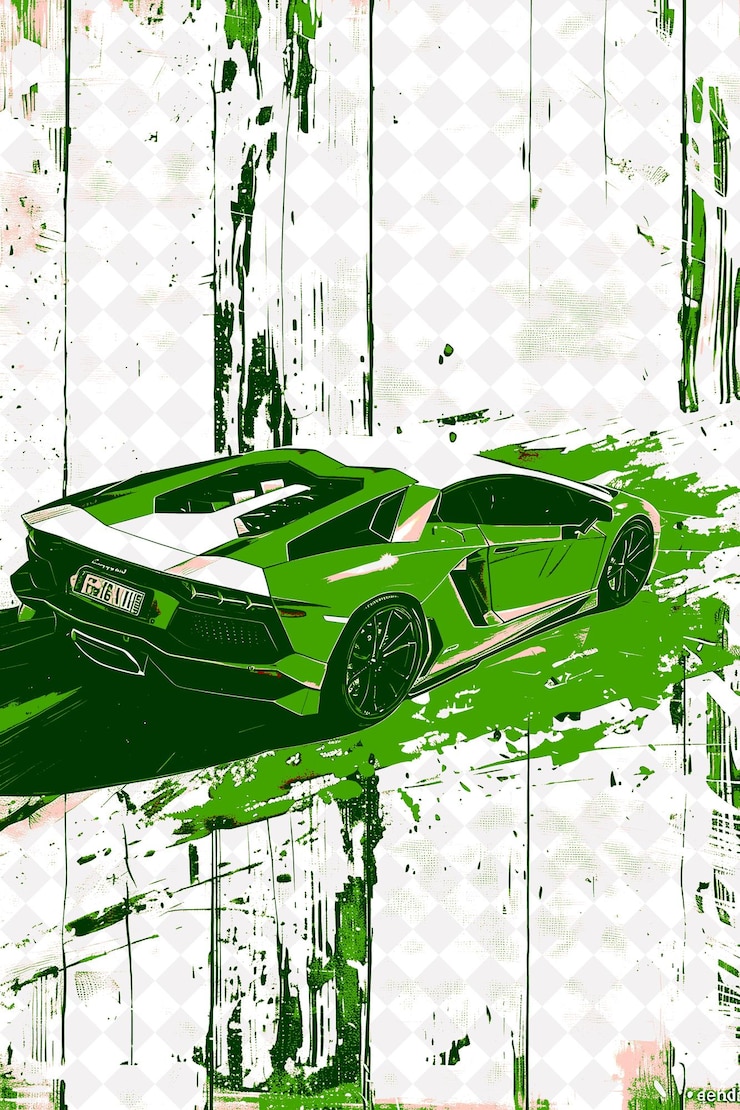 PSD lamborghini car showroom in santagata bolognese with ciabatt italy culture illustration design
