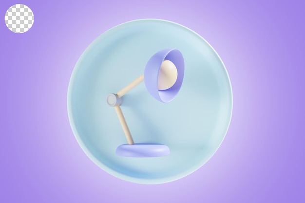 Lamp back to school icon 3d render with circle purple theme