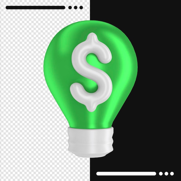 Lamp and dollar in 3d rendering