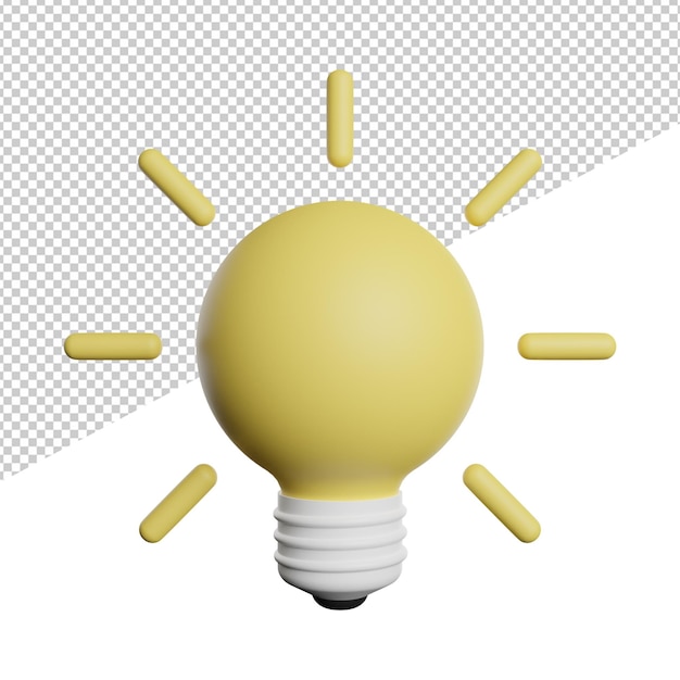 ランプのアイデアプロジェクトの正面図透明な背景にイラストをレンダリングする3Dアイコン