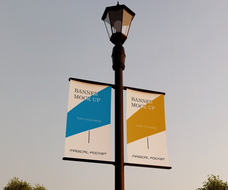 PSD lamp post banner mock up