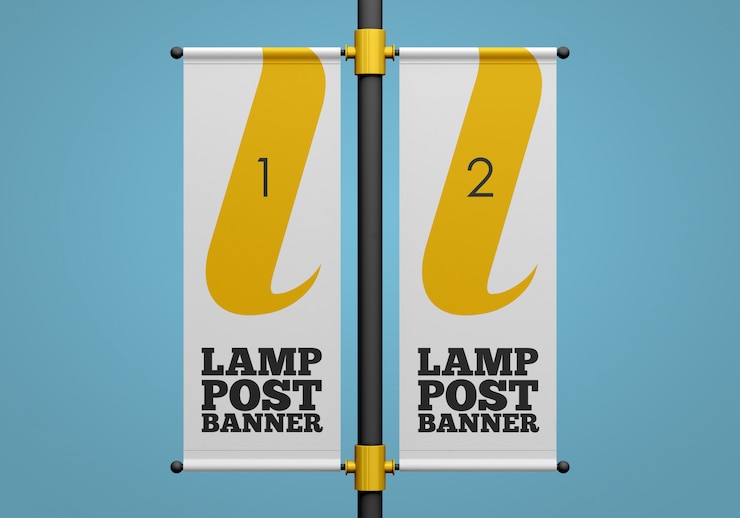 PSD lamp post banner mockup