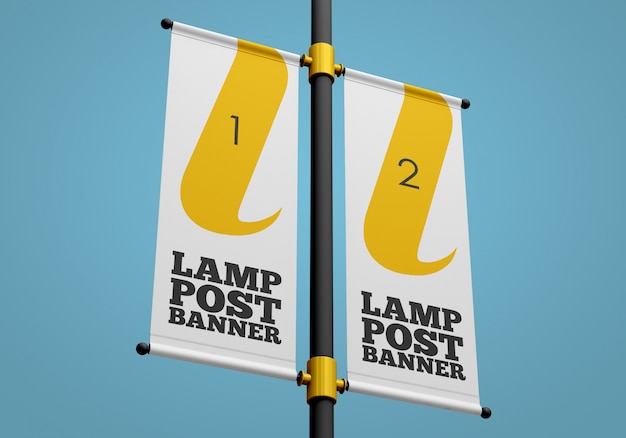 PSD lamp post banner mockup