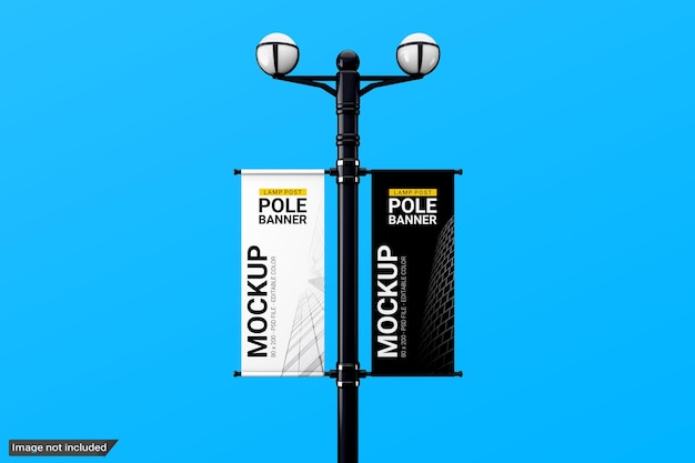 Lamp post pole banner mockup