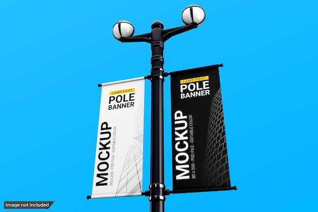 Lamp post pole banner mockup