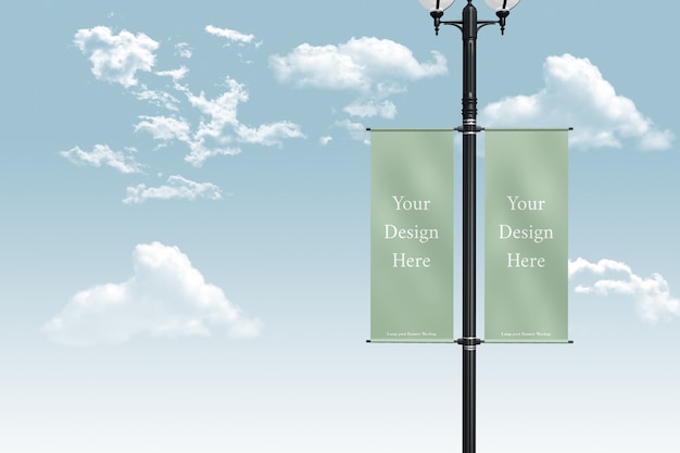 Lamp postbanner op wit