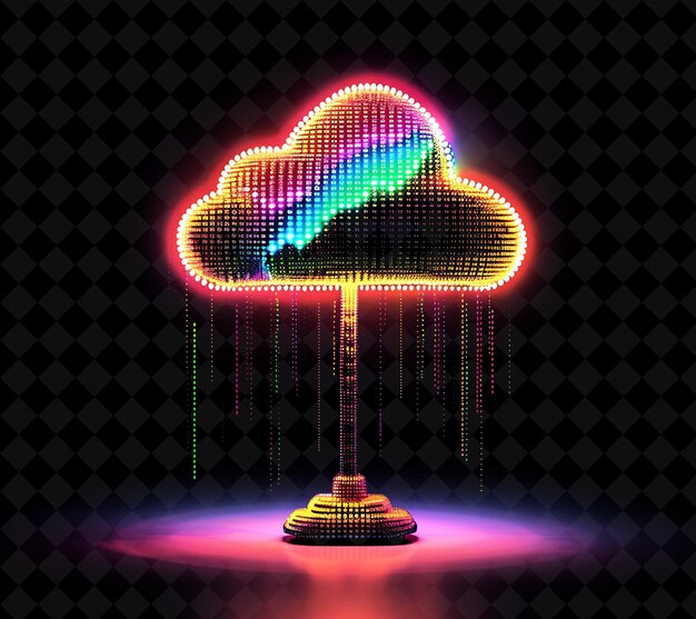 lamp shade 8 bit pixel with cloud design and rainbow with so png unique y2k design collection