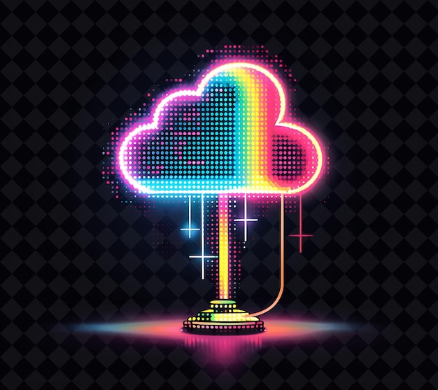 Lamp Shade 8 Bit Pixel z projektem chmury i tęczy z PNG Unique Y2K Design Collection