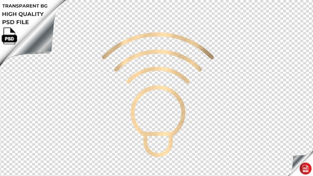 PSD lampa pomysł wi-fi kolor bluetooth ikonka wektorowa błyszczący złoty kolor teksturowany psd przezroczysty