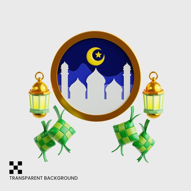 Lampa ramadanowa z Ketupat i meczetem