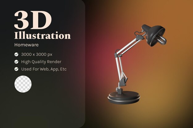 PSD lampa stołowa ilustracja 3d