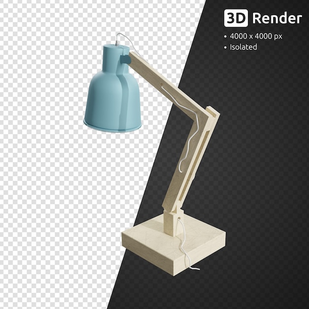 PSD lampa stołowa na białym tle renderowania 3d