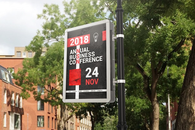 Lamppost advertising box mockup