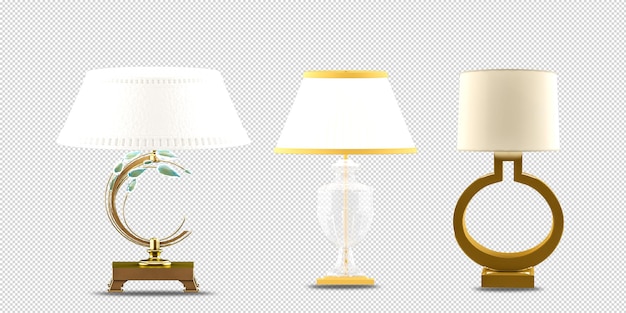 Lamps in vase in 3d rendering isolated