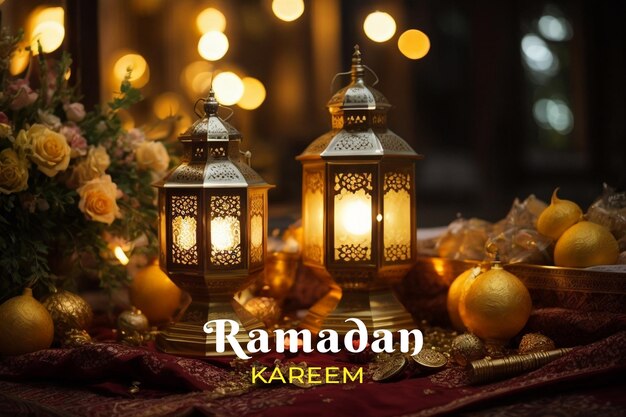 lampy ramadan kareem na tle bokeh