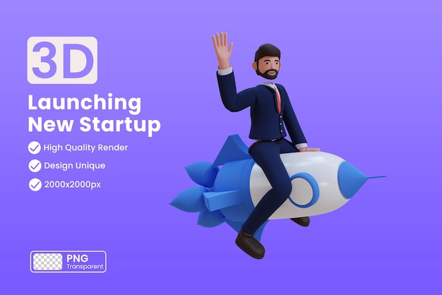 Lancering van nieuwe startup 3d illustratie