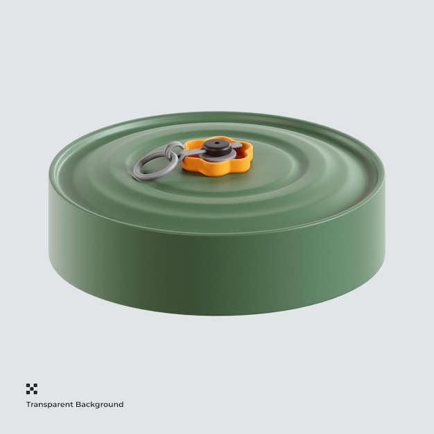 PSD land mine 3d illustration