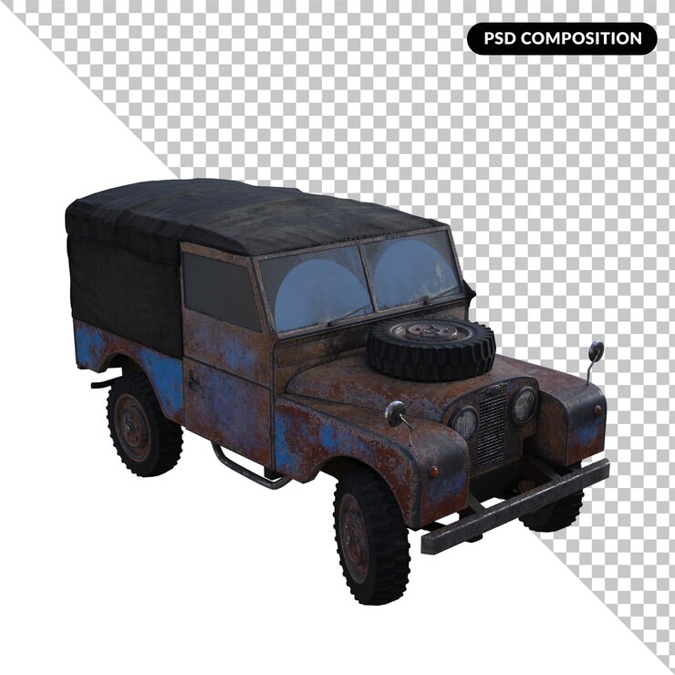 PSD land vehicle classic car isolated 3d rendering