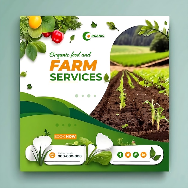 Landbouw tuin agrarische boerderij en landbouwdiensten sociale media post banner template ai gegenereerd