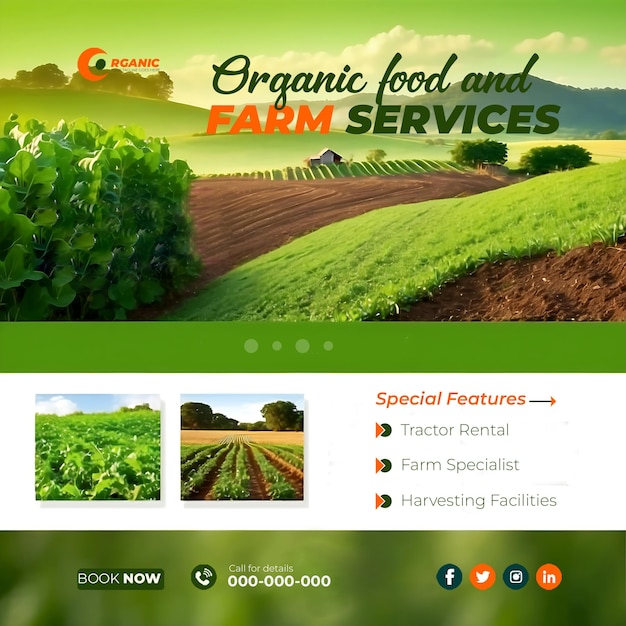 PSD landbouw tuin agrarische boerderij en landbouwdiensten sociale media post banner template ai gegenereerd