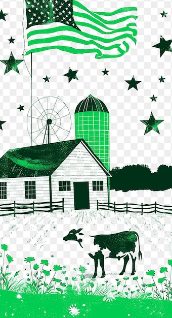 PSD landbouwbeurs scene met een county fair en livestock bar poster banner postkaart t-shirt tattoo