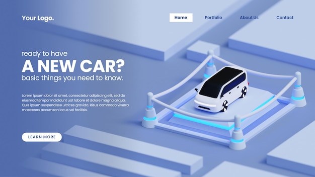landing page 3D car illustration
