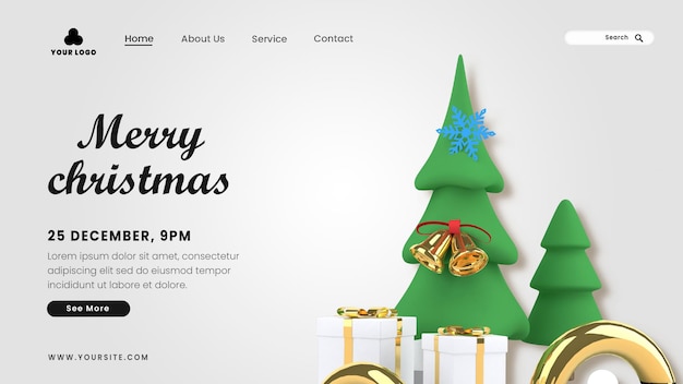 Landing page 3d merry christmas