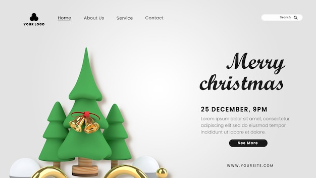 Landing page 3d merry christmas