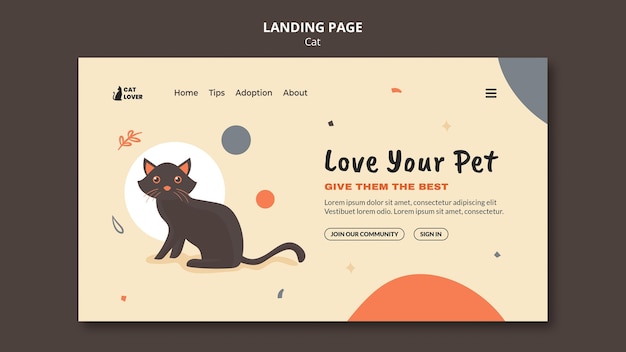 Landing page for cat adoption