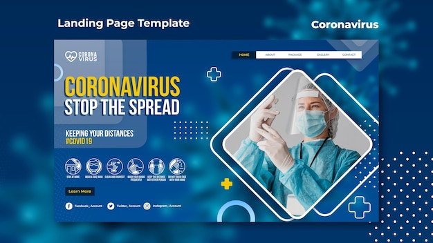 PSD pagina di destinazione per la consapevolezza del coronavirus