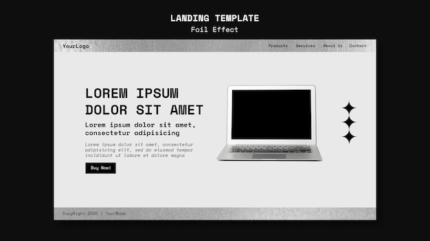Landing page dla technologii z efektem folii