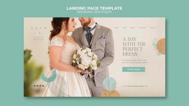 PSD landing page for elegant wedding boutique