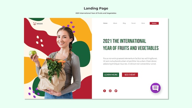 Landing page for det internasjonale året for frukt og grønnsaker