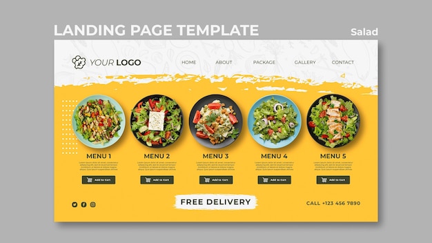 PSD landing page  for healthy salad lunch