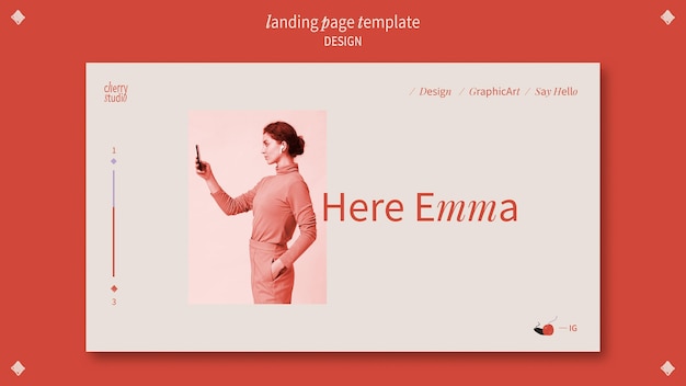 Landing page-mal for grafisk designer