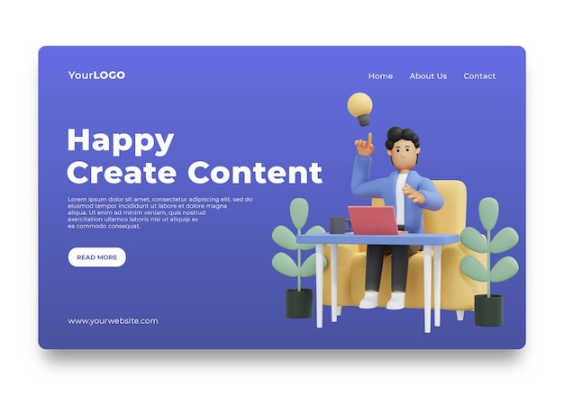 Landing page men think of ideas for content home page premium psd