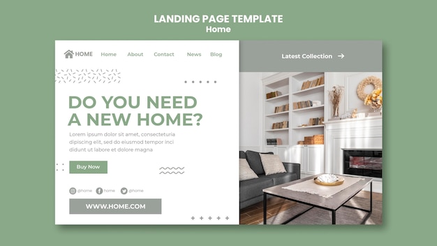 PSD landing page for new home interior design