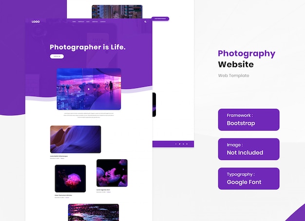 PSD landing page for photography studio