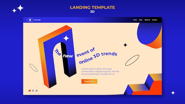 PSD landing page template for 3d trends