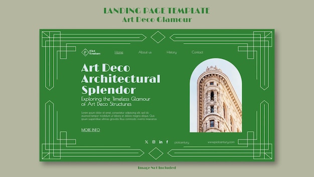 Landing page template art deco glamour green flat design