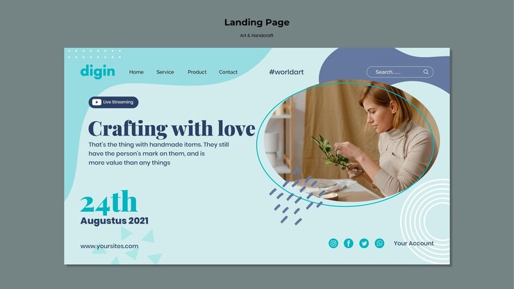 PSD landing page template for art and handcrafts