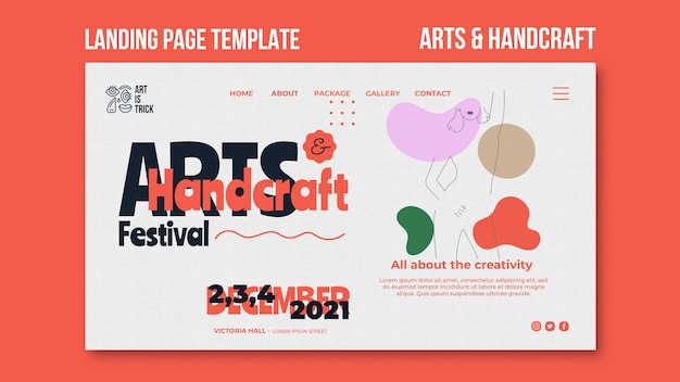 PSD landing page template for arts and crafts festival