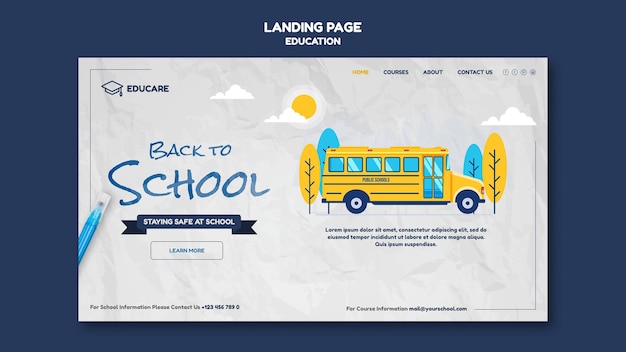 Modello di pagina di destinazione per il ritorno a scuola