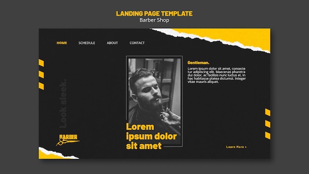 Landing page template for barber shop business