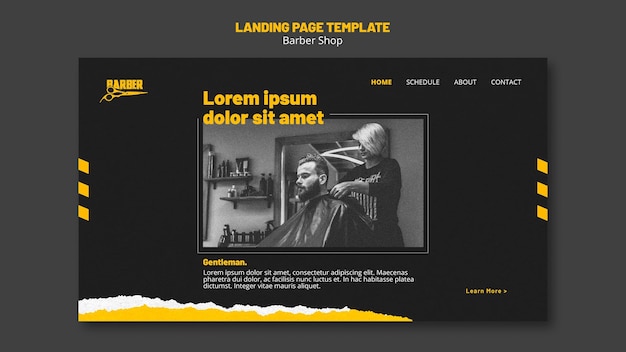 Landing page template for barber shop business