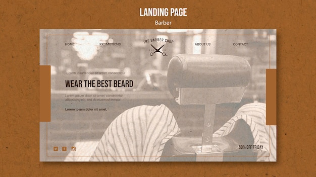 PSD landing page template for barber shop