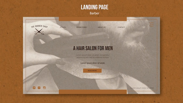 PSD landing page template for barber shop