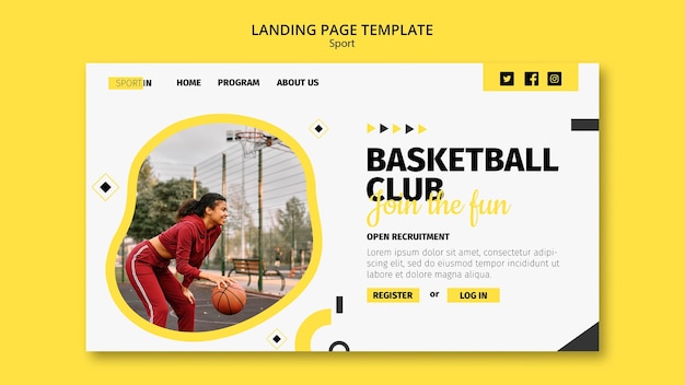 Landing page template for basketball club